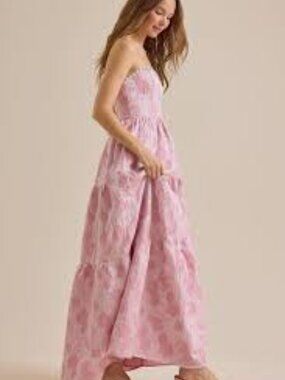 Skye Floral Maxi Dress Strapless Small